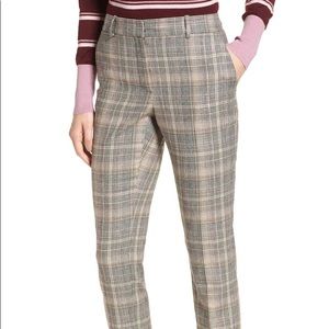 Nordstrom Signature Tan Plaid Slim Leg Crop Pants